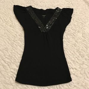 Express Black Sequin Top